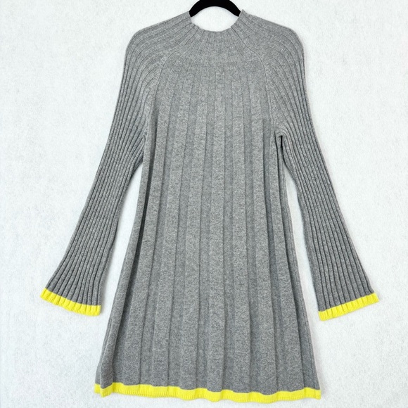 Anthropologie Sweater Dress Womens Small Gray Yellow Rib Knit Bell Sleeves - Picture 6 of 13
